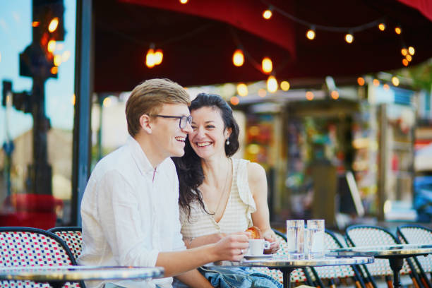 istock Happy romantic couple in Paris, drinking coffee 1161811830