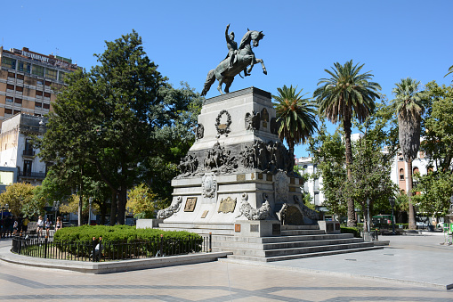 St Martín's monument. December 3rd, 2017. Córdoba, Argentina. Touristic place in the downtown of Córdoba. Square place for visit of people and tourists.