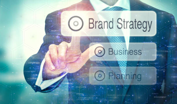 istock Futuristic display with a Brand Strategy concept written on it. 1161814188