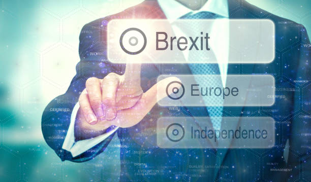 istock Futuristic display with a Brexit concept written on it. 1161814889