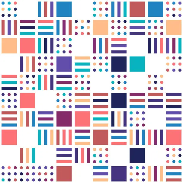 Vector illustration of Multi Colored Geometric Grid Pattern Background