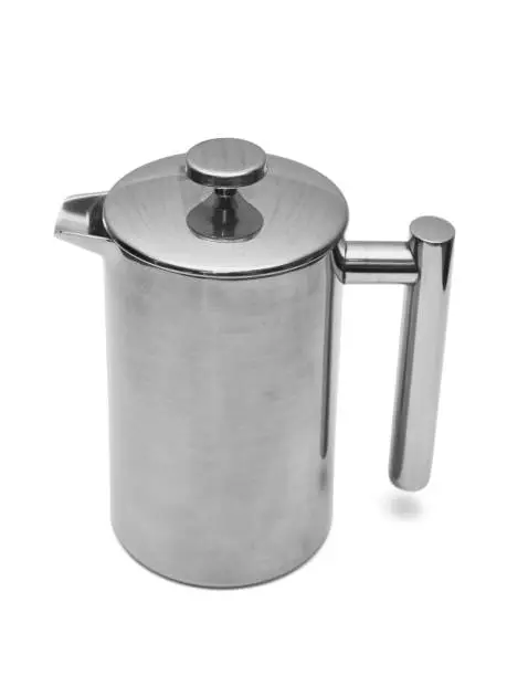 metal coffee pot the french press on a white background