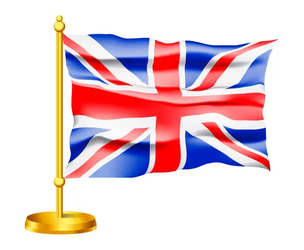 Vector illustration of National flag of United Kingdom isolated on white background. Waving Vector Icon