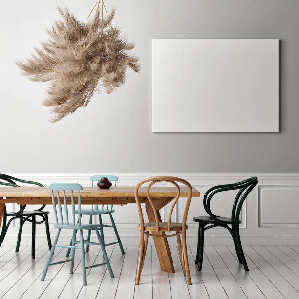 istock Retro Dining room with blank poster 1161821624