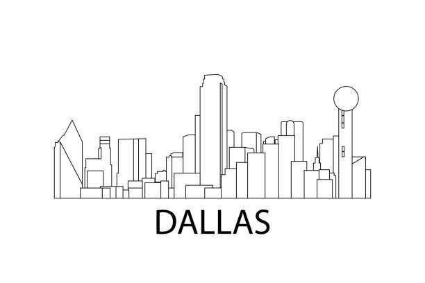 Dallas skyline. Vector hand drawn illustration. Dallas, Texas, United States of America vector art illustration