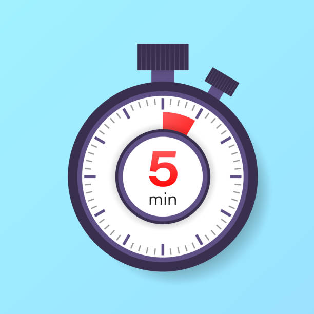 The 5 minutes timer. Stopwatch icon in flat style. The 5 minutes timer. Stopwatch icon in flat style five minutes timer stock illustrations