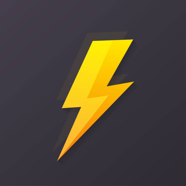 ÐÑÐ½Ð¾Ð²Ð½ÑÐµ RGB Lightning bolt flat icons set thunderstorm stock illustrations