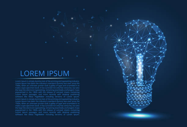 istock Abstract image of a light bulb of lines and triangles, dots, connecting the network on a blue background, in the form of a starry sky. 1161836727