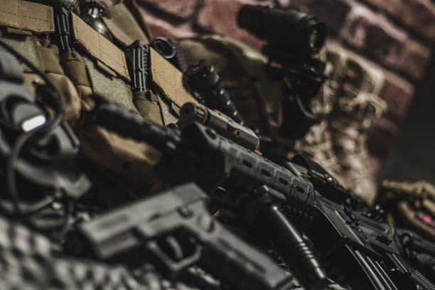 istock military equipman and weapons close up shooting 1161849357