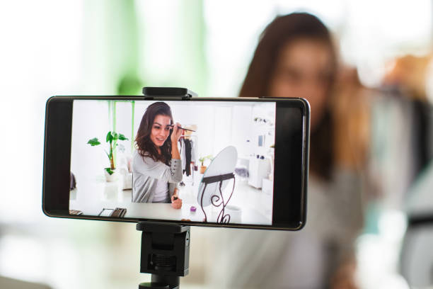 istock Young female blogger doing a live stream 1161854199