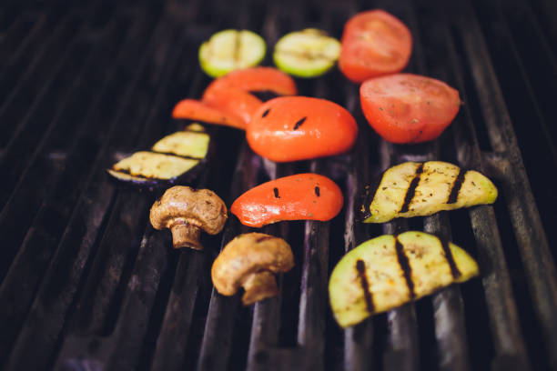 istock vegetables on the grill over low heat for preparing. 1161854632