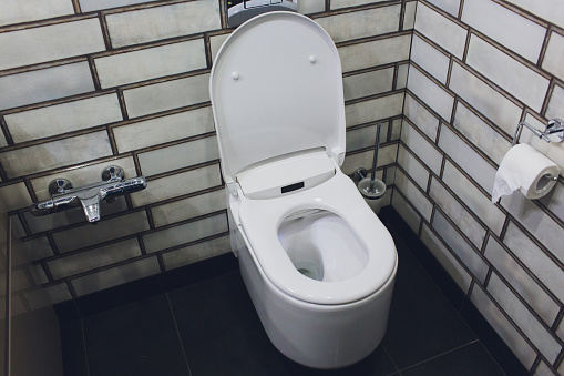 Toilet that Glows in a Standard Modern Bathroom