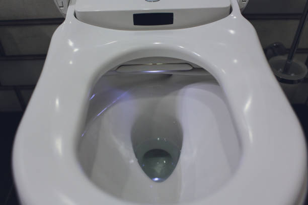 istock Toilet that Glows in a Standard Modern Bathroom. 1161854990