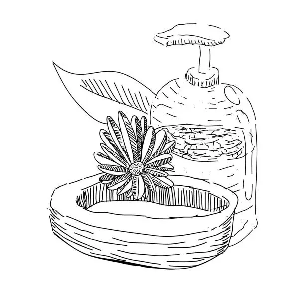 Vector illustration of Sketch of spa objects