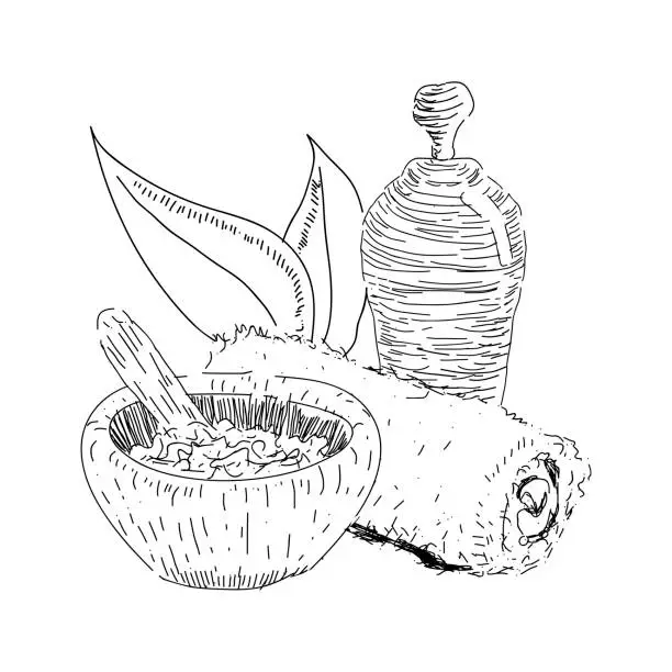 Vector illustration of Sketch of spa objects