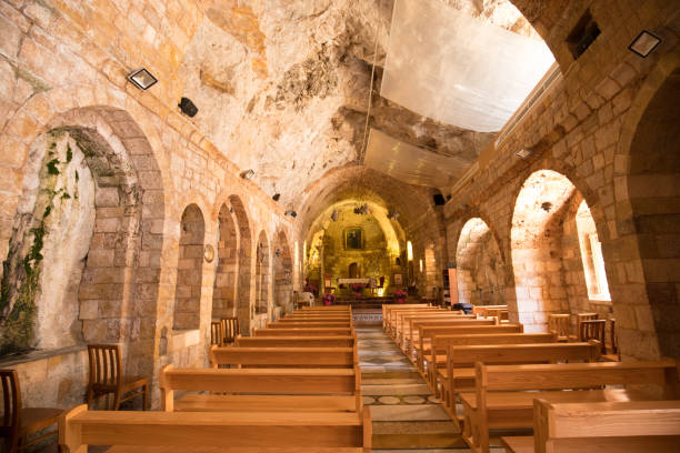 The Church. Monastery of Saint Anthony of Qozhaya, one of the oldest monasteries of the valley of Qadisha.  Valley of Qadisha, Lebanon stock photo