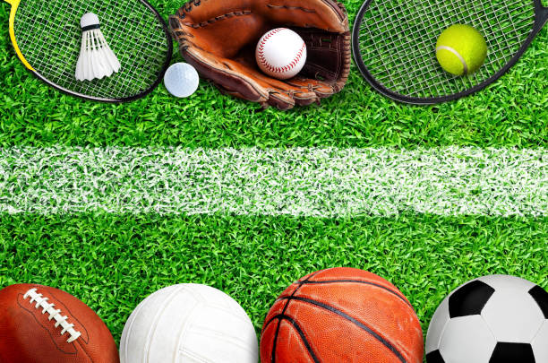 istock Sports Equipment on Field With Painted Marking on Grass 1161875270