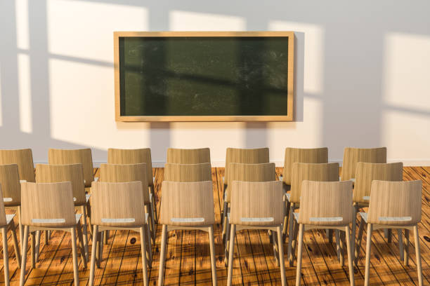 istock A classroom with a blackboard in the front of the room, 3d rendering. 1161881767