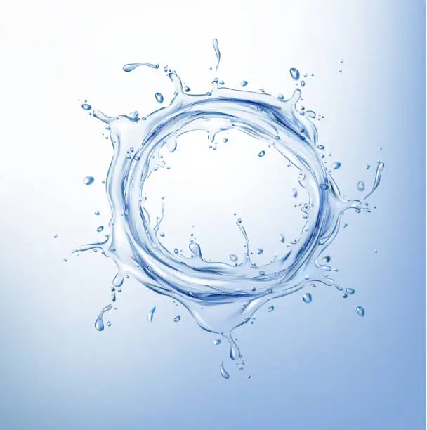 Vector illustration of Clear water circle splashes realistic