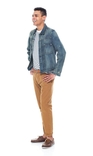 istock Good looking tall black man wearing denim jacket - hands on hips 1161890214