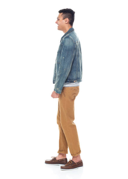 istock Good looking tall black man wearing denim jacket - hands by side 1161890228