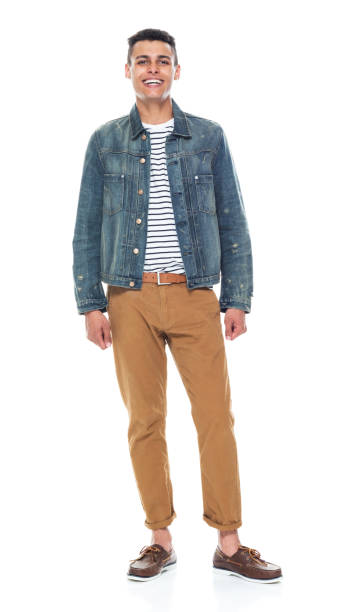 istock Good looking tall black man wearing denim jacket - hands by side 1161890246