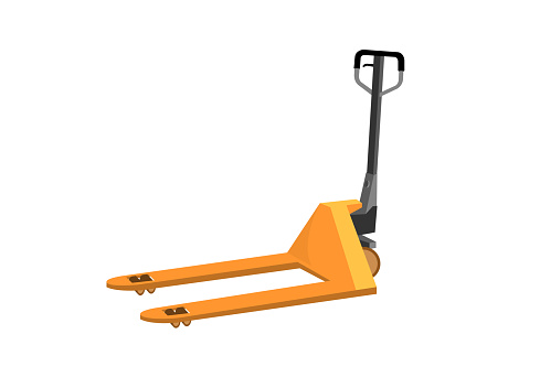 Hand pallet truck isolated on white background.