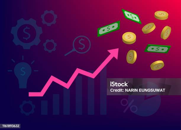 Berbagai Simbol Berkaitan Dengan Keuangan Dan Investasi Grafik