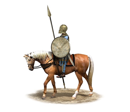 3d render, rider, warrior on horseback, illustration