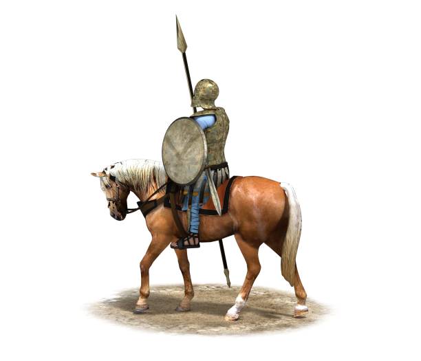 3d render, rider, warrior on horseback, illustration