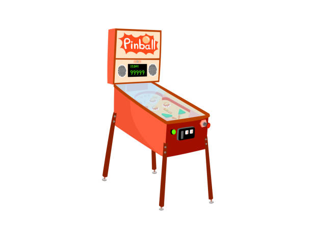 pinball-maschine isoliert auf weißem hintergrund. - relish stock-grafiken, -clipart, -cartoons und -symbole