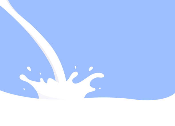 illustrazioni stock, clip art, cartoni animati e icone di tendenza di il latte è stato versato dall'alto e c'era uno spruzzo in aria. - pouring