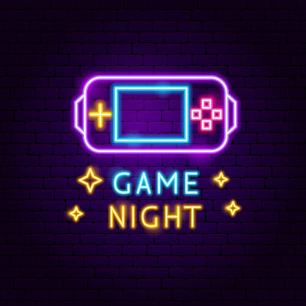 Game Night Neon Label Stock Illustration - Download Image Now - Game Night  - Leisure Activity, Neon Lighting, Gamer - iStock