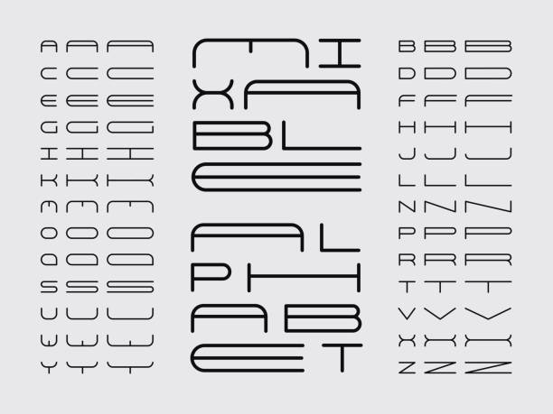 Mix font. Vector alphabet Mix font. Vector alphabet letters. Typeface design. Typography Graphic wide stock illustrations