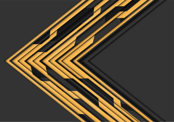 istock Abstract yellow circuit line arrow direction on grey blank space design modern futuristic technology background vector illustration. 1161913621