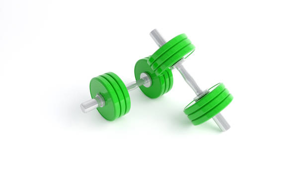 istock green dumbbells on a white background close-up 1161913714