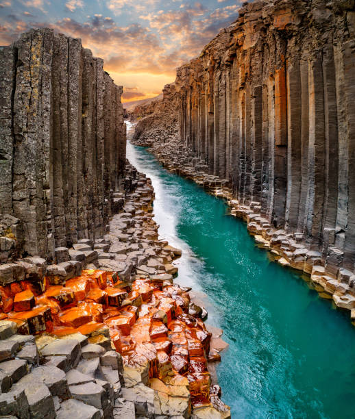 istock Breathtaking view of Studlagil basalt canyon, Iceland. 1161913809