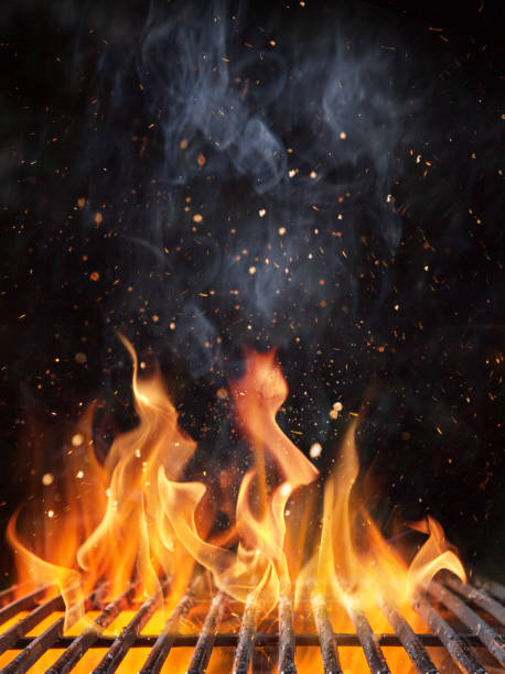 istock Empty flaming charcoal grill, ready for product placement. 1161913982