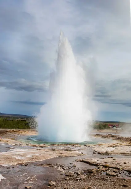 Photo of Famous Geyser Strokkur eruption in the Geysir area, Iceland