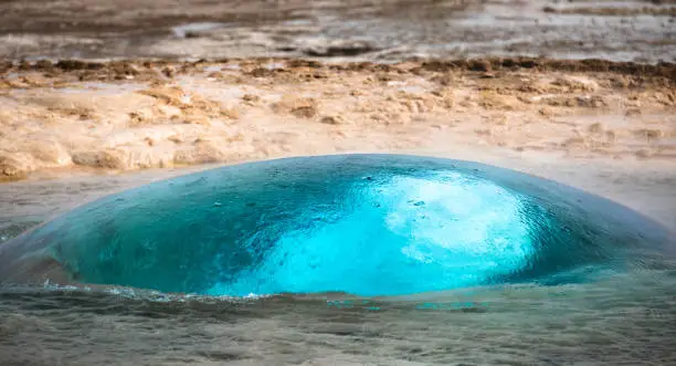 Photo of Famous Geyser Strokkur eruption in the Geysir area, Iceland