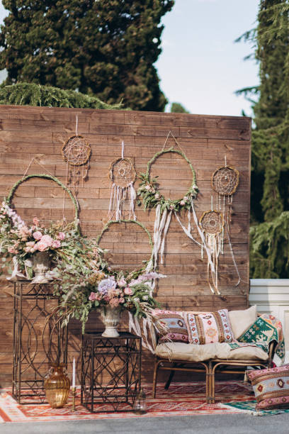 istock Decorated photo zone in the style of boho. 1161917925