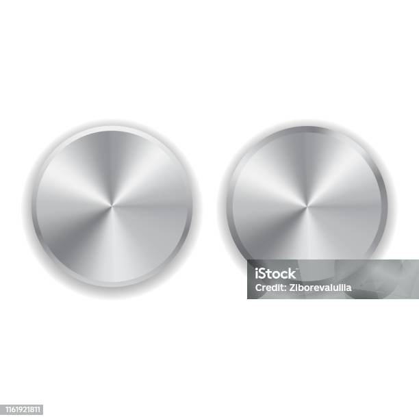 Metal Button 2d Vector Vector Realistic Metal Button Stock Illustration - Download Image Now ...