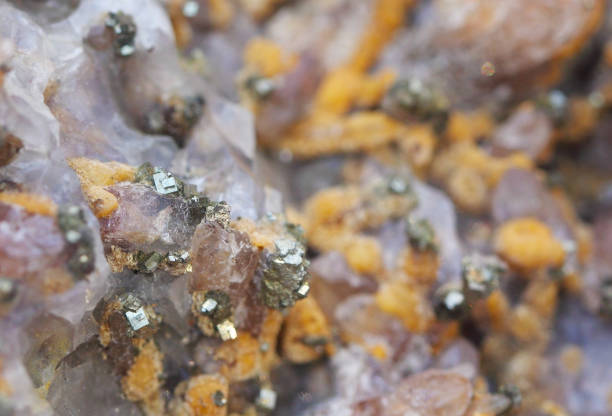 istock Mineral detail pyrite on calcite 1161923021