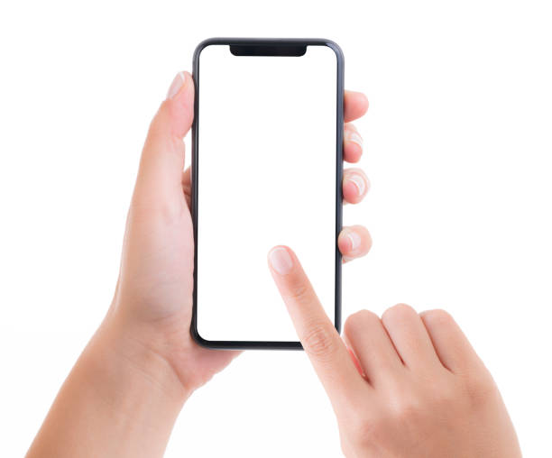 istock Hand holding blank white screen smart phone 1161923220