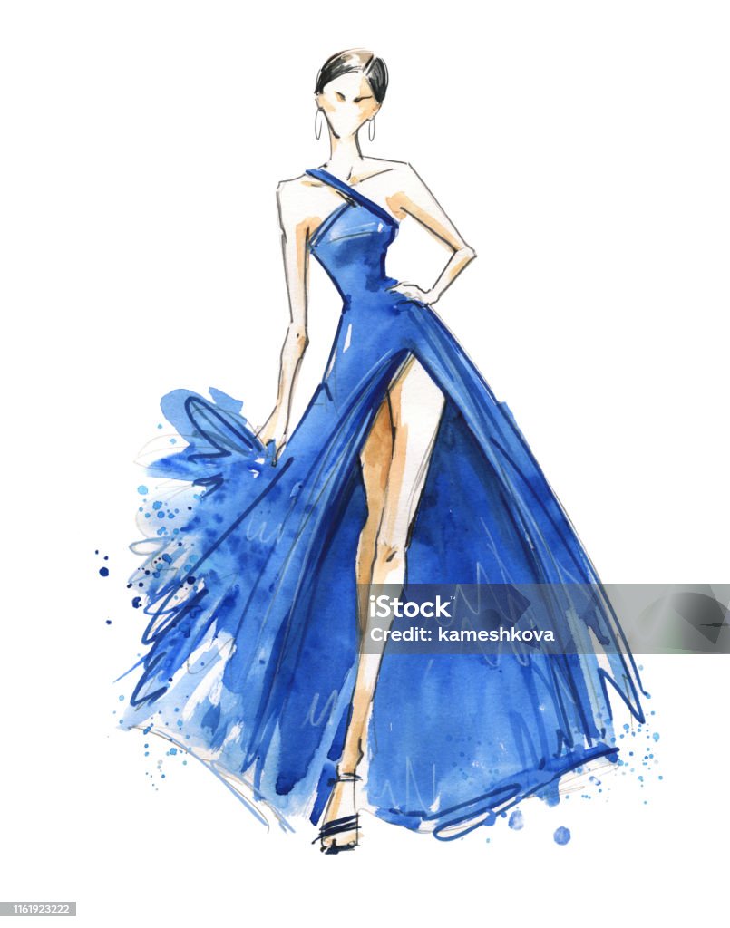 Ilustración de Joven Mujer Con Un Vestido Largo De Noche Ilustración De Acuarela De Pasarela y más Vectores Libres de Derechos de Moda - iStock Ilustración de Joven Mujer Con Un Vestido Largo De Noche Ilustración De Acuarela De Pasarela y más Vectores Libres de Derechos de Moda - iStock