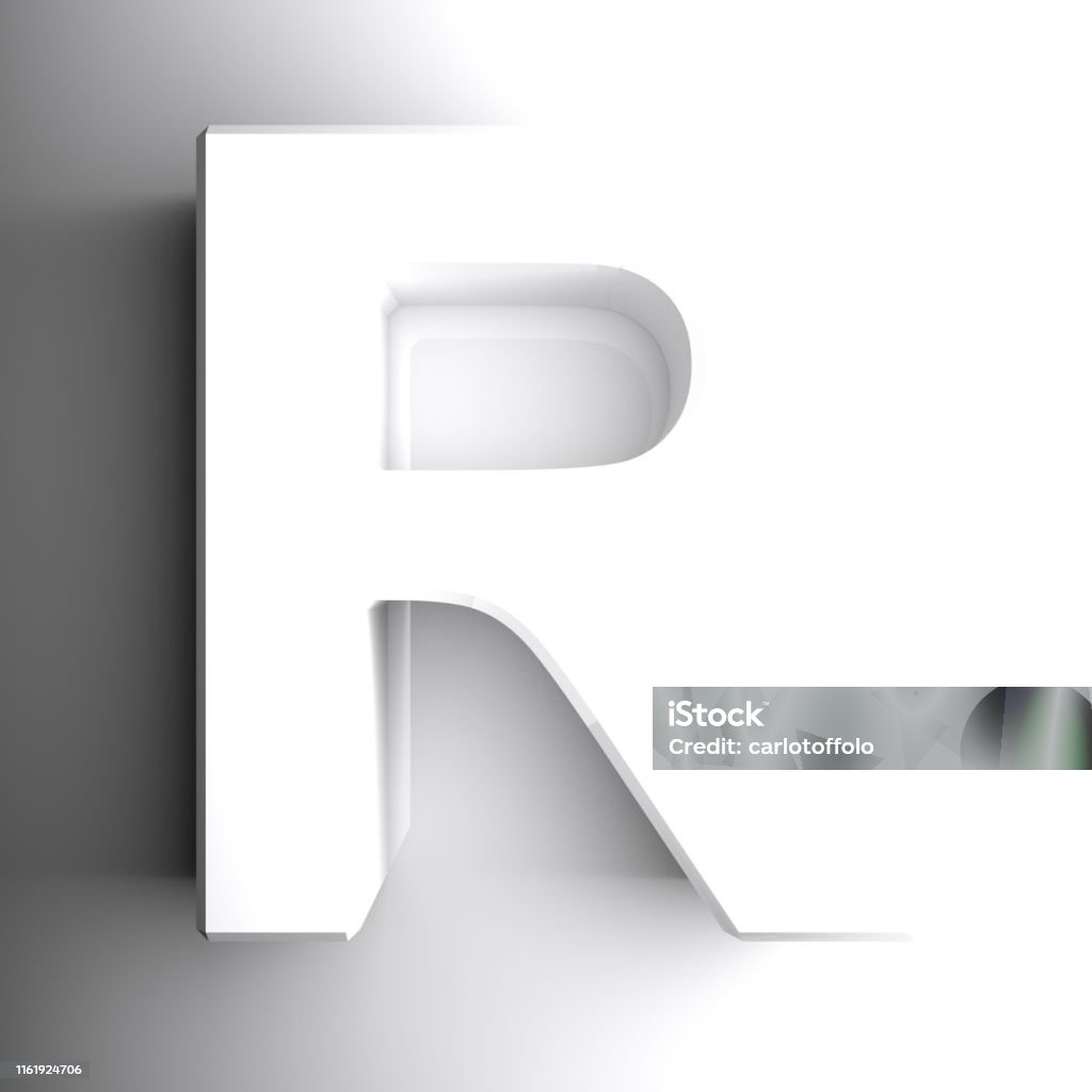 White Graphics R Entry R White Letter Isolated On White Background 3d Rendering Illustration ...