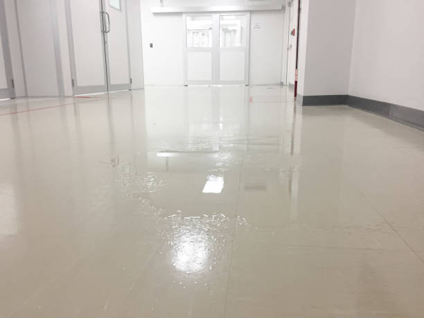 istock Wet corridor or wet floor at factory 1161931854