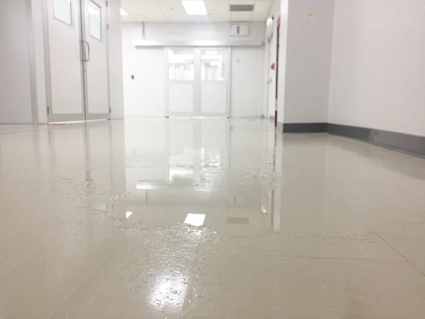 istock Wet corridor or wet floor at factory 1161931857