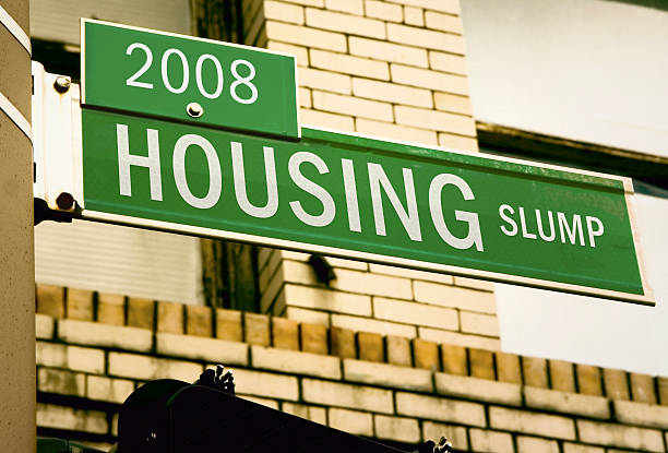 Housing Slump Road Sign stock photo