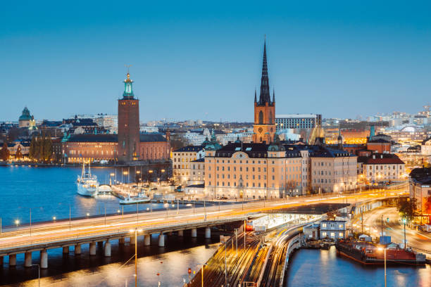 istock Stockholm skyline panorama at twilight, Sweden, Scandinavia 1161934549
